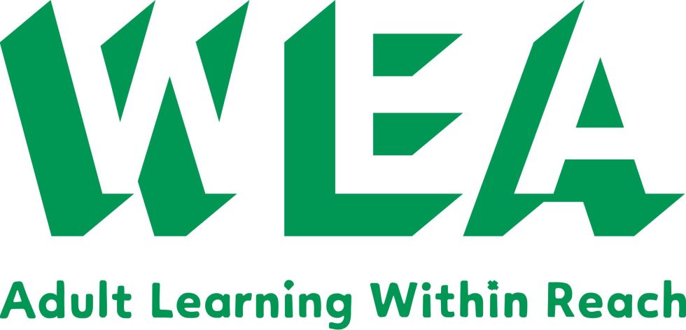 The WEA WEA logo in green with the slogan "Adult Learning Within Reach" written below.