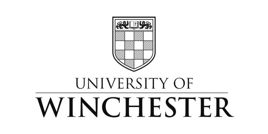 Winchester Uni University of Winchester logo with a shield above the university name in black text.