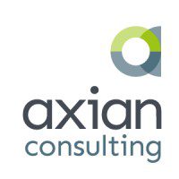 Axian Consulting Axian Consulting logo with abstract circular design and company name in lowercase letters.