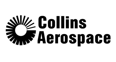 Collins Aerospace Collins Aerospace logo with black text and a circular design on a white background.