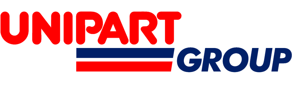 Unipart Rail Unipart Group logo with red and blue text and two horizontal lines.